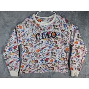 Maeve by Anthropologie Ciao Floral Zebra Cheetah Cropped Sweatshirt XS NWT